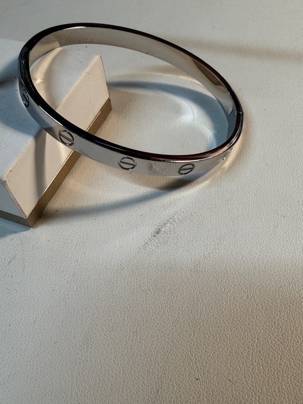 Silver Screw Motif Love Bangle Bracelet Stainless Steel